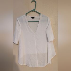 Topshop White V-Neck Blouse